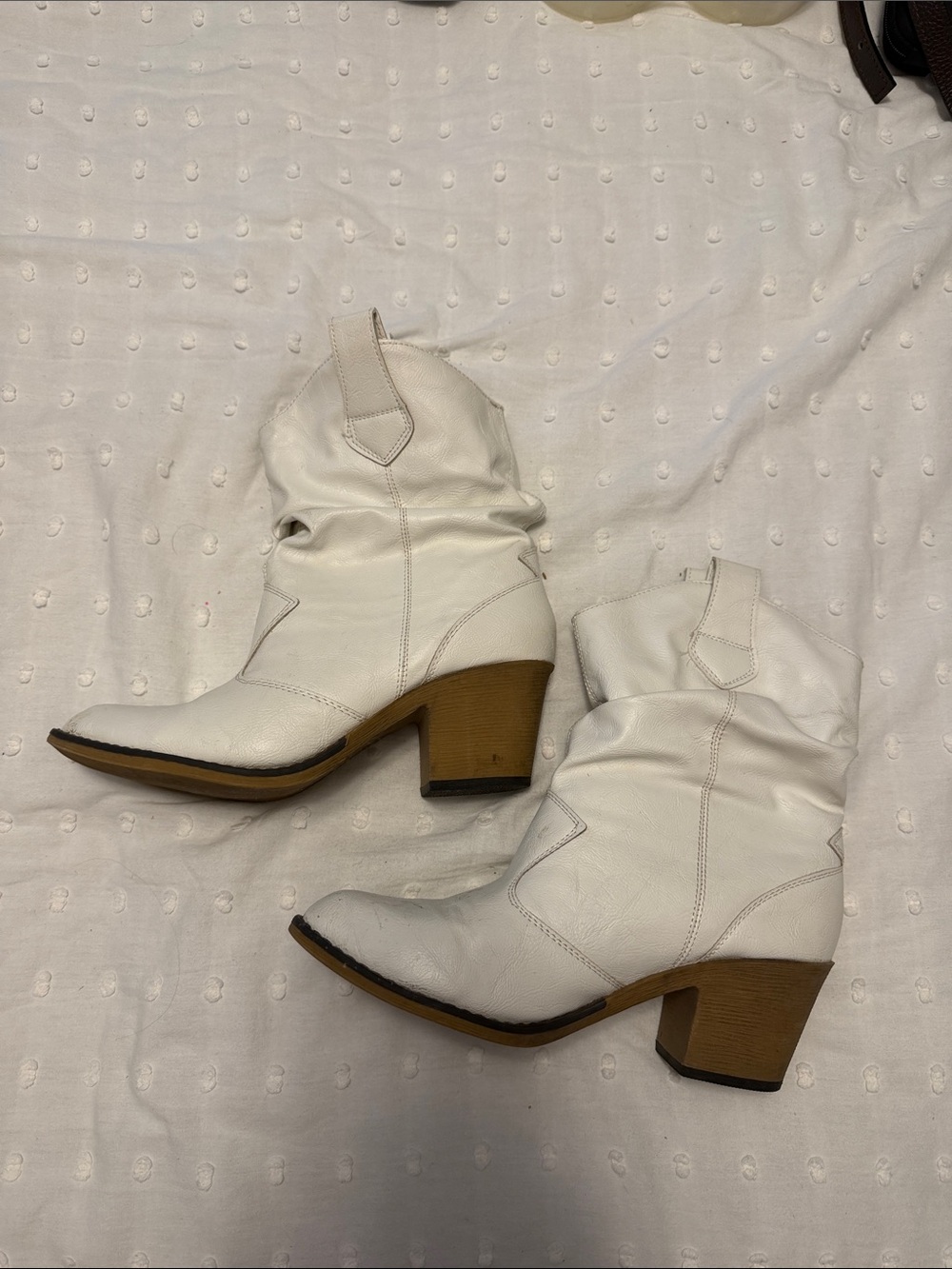 Women's White Western Ankle Boots - Classic Cowboy Heel
